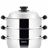 Vas Electric Multifuncțional HALEY HY-501, 2100W, Inox Premium cu Abur pe Două Nivele, Ideal pentru Gătit Sănătos Acasă sau la Hotel