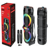 Boxă Portabilă Bluetooth Karaoke ZQS42111KW, 200W, 2 Microfoane Wireless Incluse, Lumini LED RGB, Bass Puternic, Curea de Transport, Acumulator 2500mAh, Negru