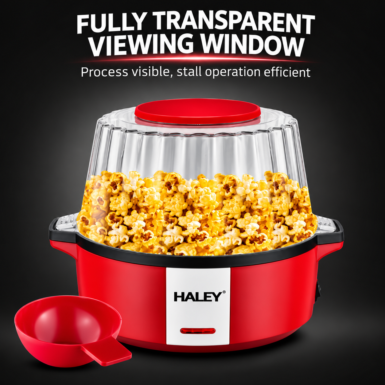 Aparat pentru Popcorn HALEY® HY-6202, 700W, 60g, Tehnologie cu Aer Cald, Fără Ulei, Popcorn în 3 Minute