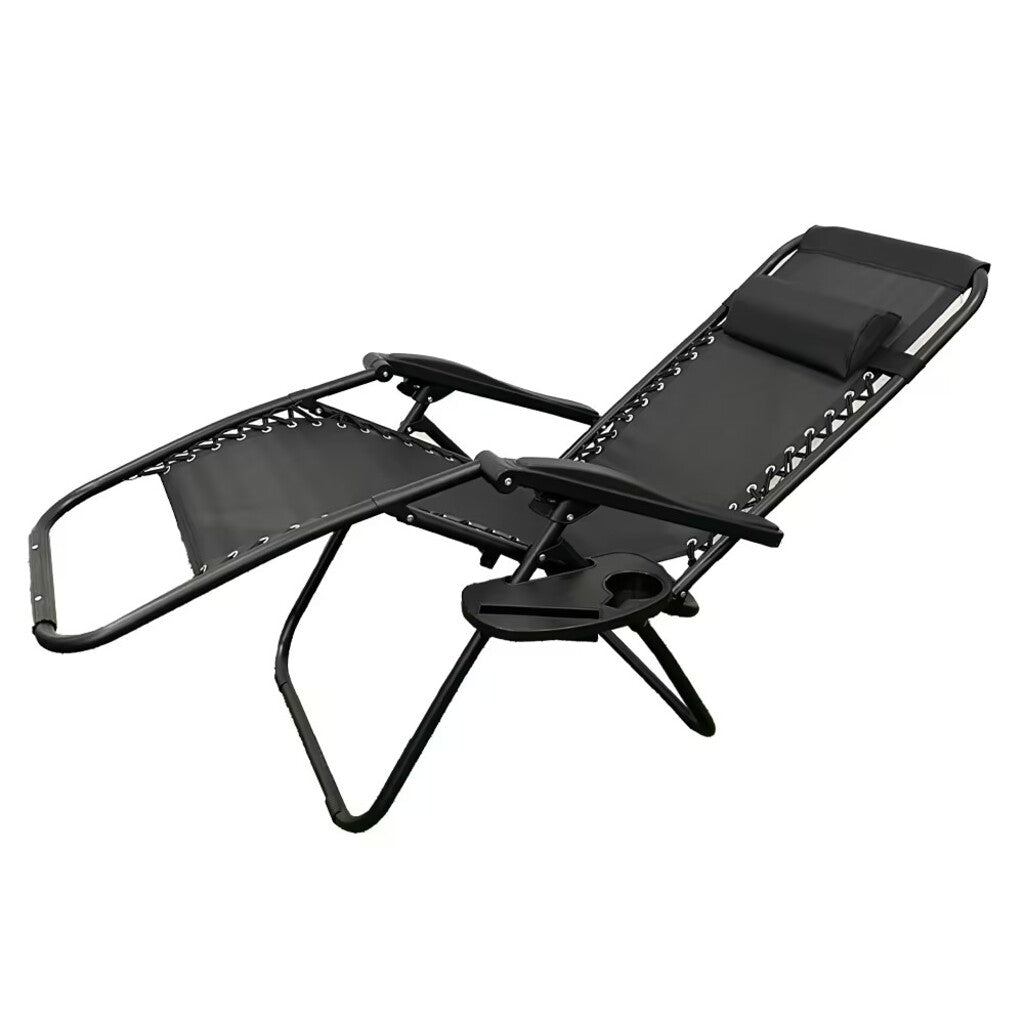 Scaun Șezlong Portabil AT PERFORMANCE®, de Lux, Modern, Scaun Reclinabil, Pliabil pentru Plajă și Grădină, cu Suport pentru Pahare