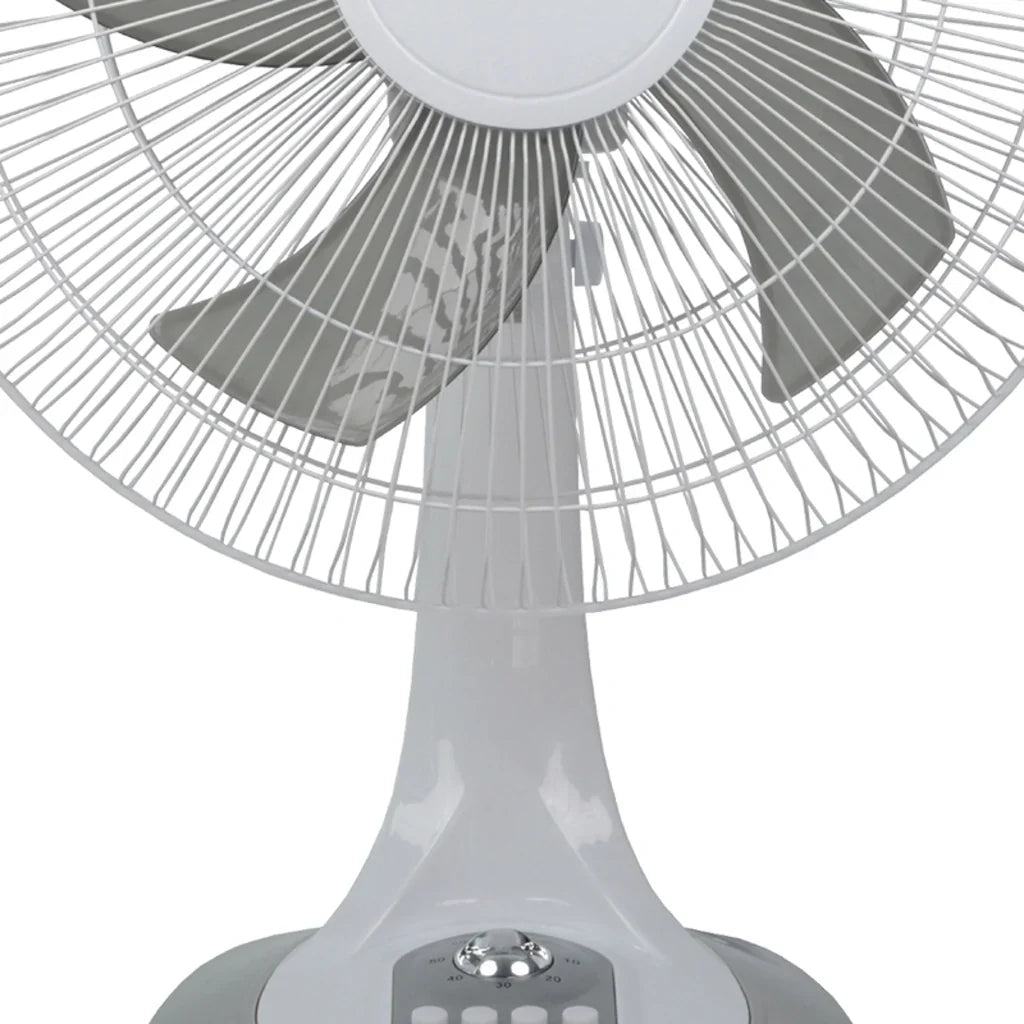 Ventilator de Masă HALEY HY-6018, 16 Inch, 5 Pale, 3 Trepte de Viteză, Oscilație Orizontală, Motor Puternic și Silențios, Alb