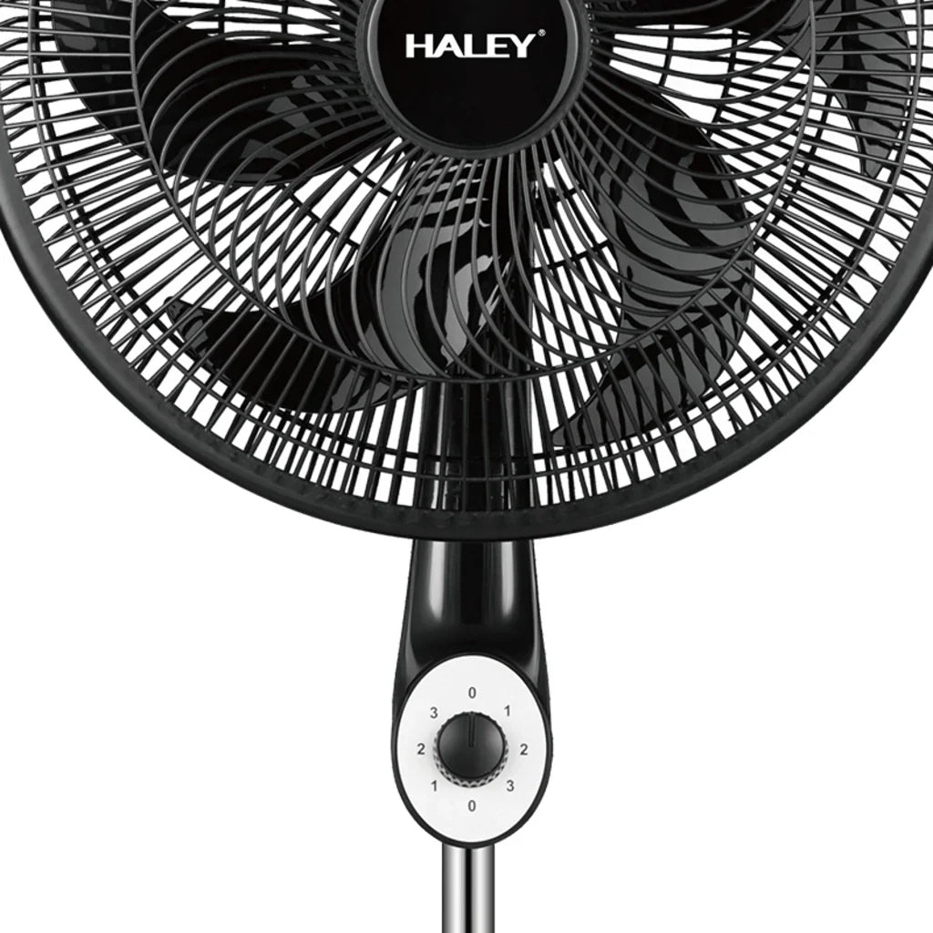 Ventilator cu Picior HALEY HY-6016, 18 Inch, 6 Pale, 3 în 1 (Podea/Masă), 3 Trepte de Viteză, Oscilație Orizontală, Înălțime Reglabilă, Motor Puternic și Silențios, Negru