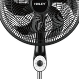 Ventilator cu Picior HALEY HY-6016, 18 Inch, 6 Pale, 3 în 1 (Podea/Masă), 3 Trepte de Viteză, Oscilație Orizontală, Înălțime Reglabilă, Motor Puternic și Silențios, Negru