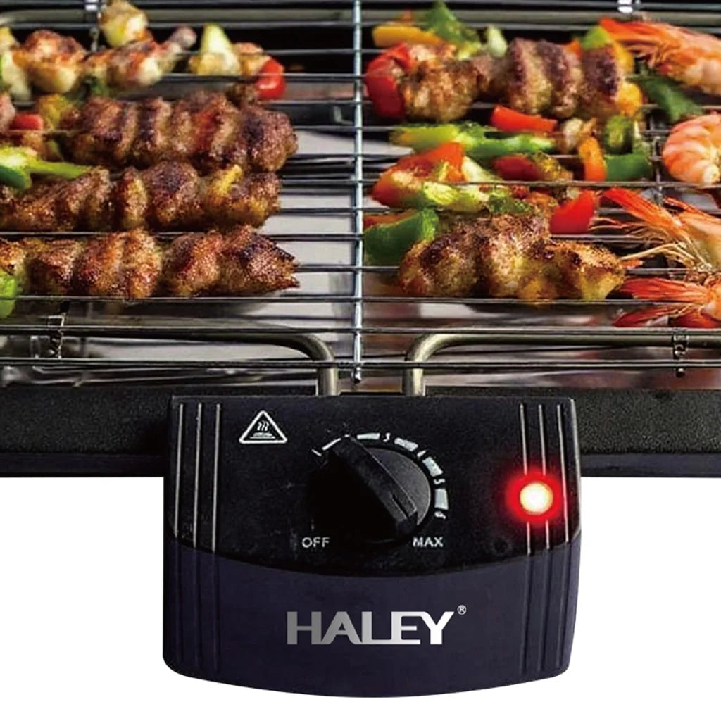 Grătar Electric HALEY HY-8611, 2000W, Grill de Masă cu Temperatură Reglabilă, Grătar Detașabil, Încălzire Rapidă, Suprafață Antiaderentă, Negru