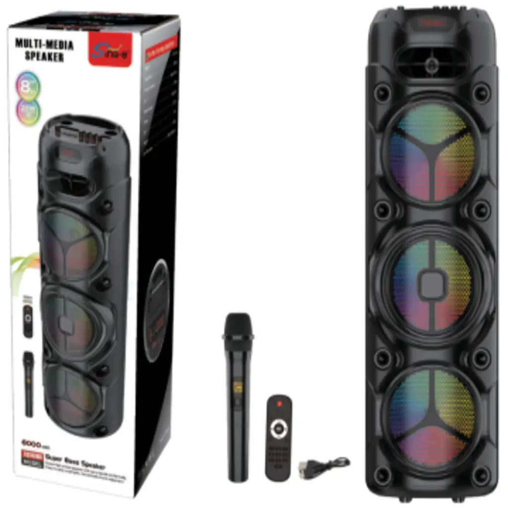 Boxă Portabilă Bluetooth Sing-e ZQS8308 400W PMPO, Acumulator 6000mAh, Microfon Wireless Inclus, RGB LED, TWS, FM Radio, USB, TF Card, Telecomandă, Karaoke