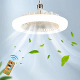 Ventilator de Tavan cu LED și Telecomandă E27 – Bec Ventilator 2 în 1, 3 Trepte de Lumină, 3 Viteze, Economie de Energie, Alb