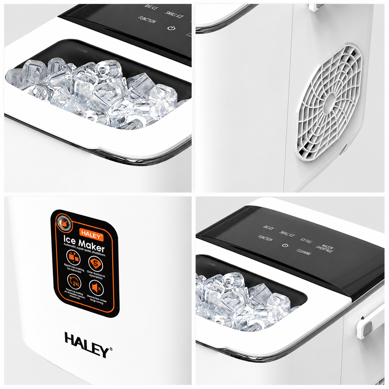 Mașină de Gheață Haley HY-6101, 100W, 12 Kg/24h, 9 Cuburi/Ciclu, Rezervor 1.8L, 2 Dimensiuni de Gheață