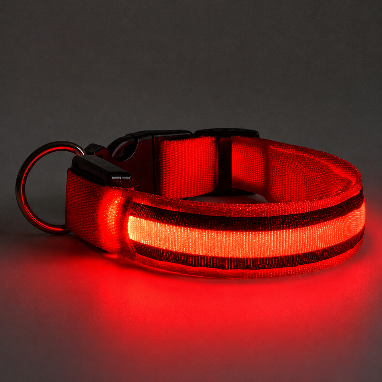 Zgarda pentru caini cu LED, incarcare USB, reglabila, rezistenta la apa, vizibilitate crescuta, masura L,60 cm