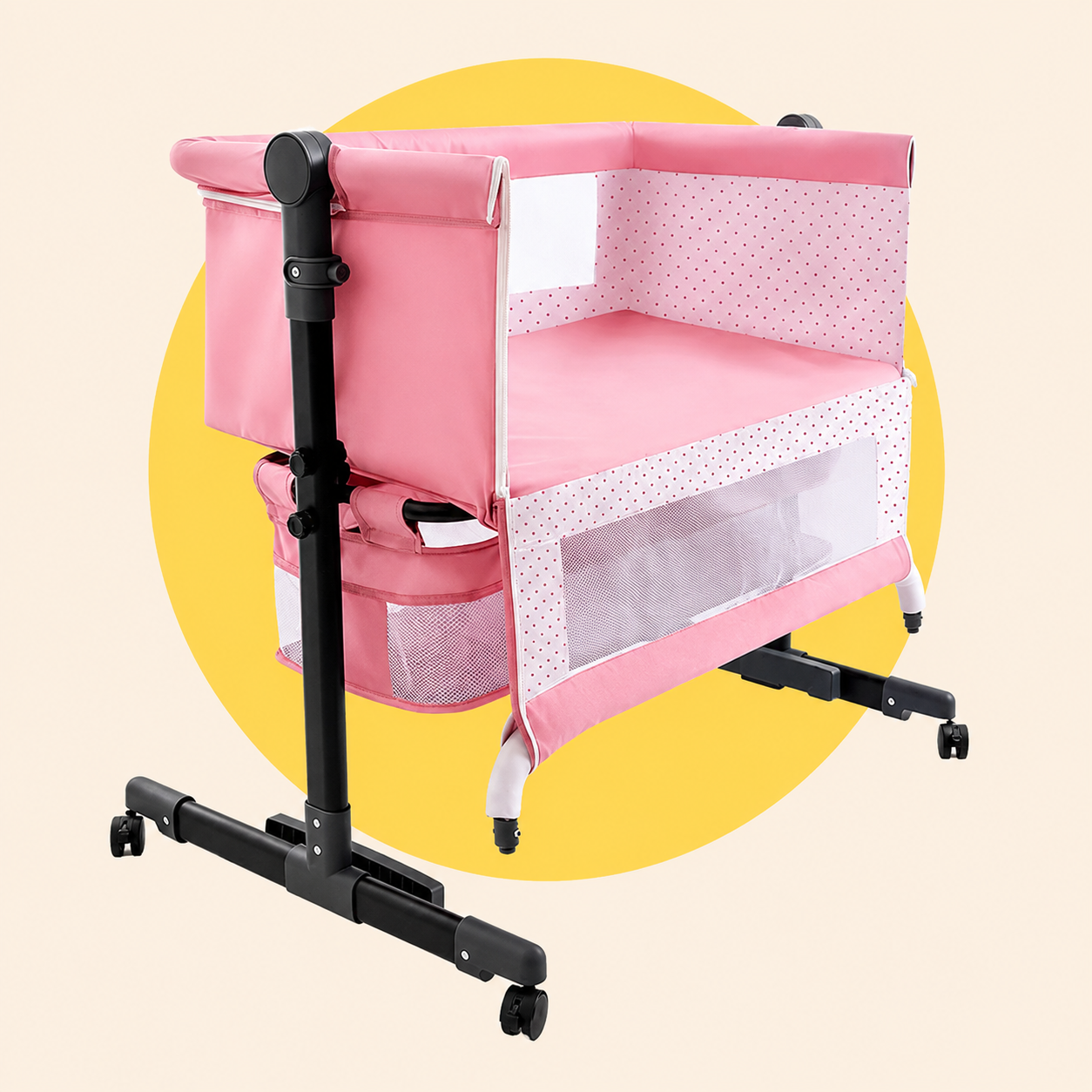 Pătuț Reglabil și Portabil 6 în 1 KIDOO® pentru Bebe – Saltea, Plasă Anti-Țânțari și Coș de Depozitare