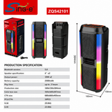Boxă Portabilă Bluetooth Sing-e ZQS42101, 200W, 2x4", Baterie 2500mAh, LED RGB, USB/TF, Bluetooth 5.0