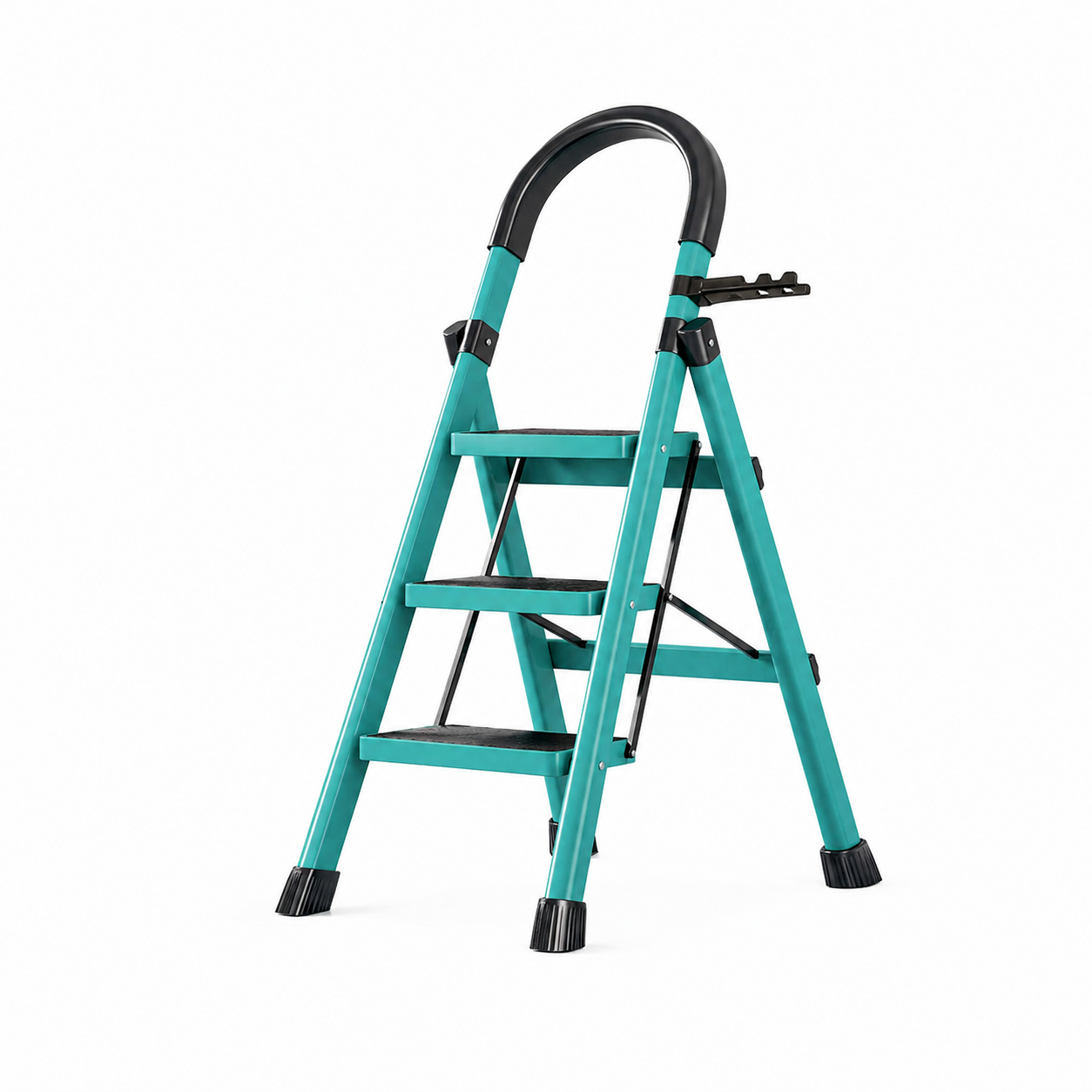 Scara Pliabila cu 3 Trepte Late, At Performance, 72x59x41 cm, Metalica, Maxim 150 Kg, Picioare Antialunecare
