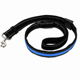 Lesa Pentru caini si pisici At Performance, cu Banda LED Albastra, Cusatura Reflectorizanta, cu 3 Moduluri de iluminare, 90-115 cm, Acumulator, Incarcare USB Negru/Albastru