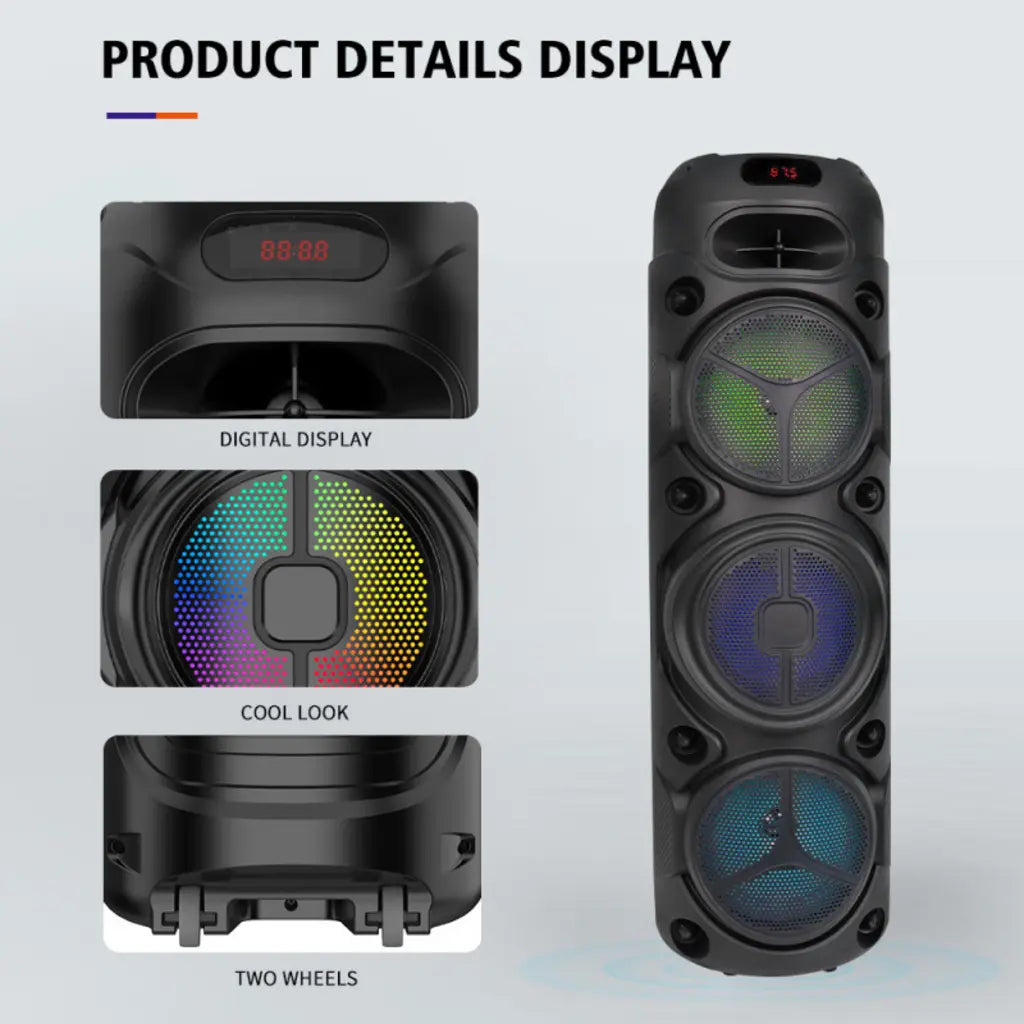 Boxă Portabilă Bluetooth Sing-e ZQS8308 400W PMPO, Acumulator 6000mAh, Microfon Wireless Inclus, RGB LED, TWS, FM Radio, USB, TF Card, Telecomandă, Karaoke