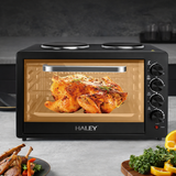 Cuptor Electric HALEY HY-5126, 48L, 2000W, cu Plită Dublă, Ușă din Sticlă