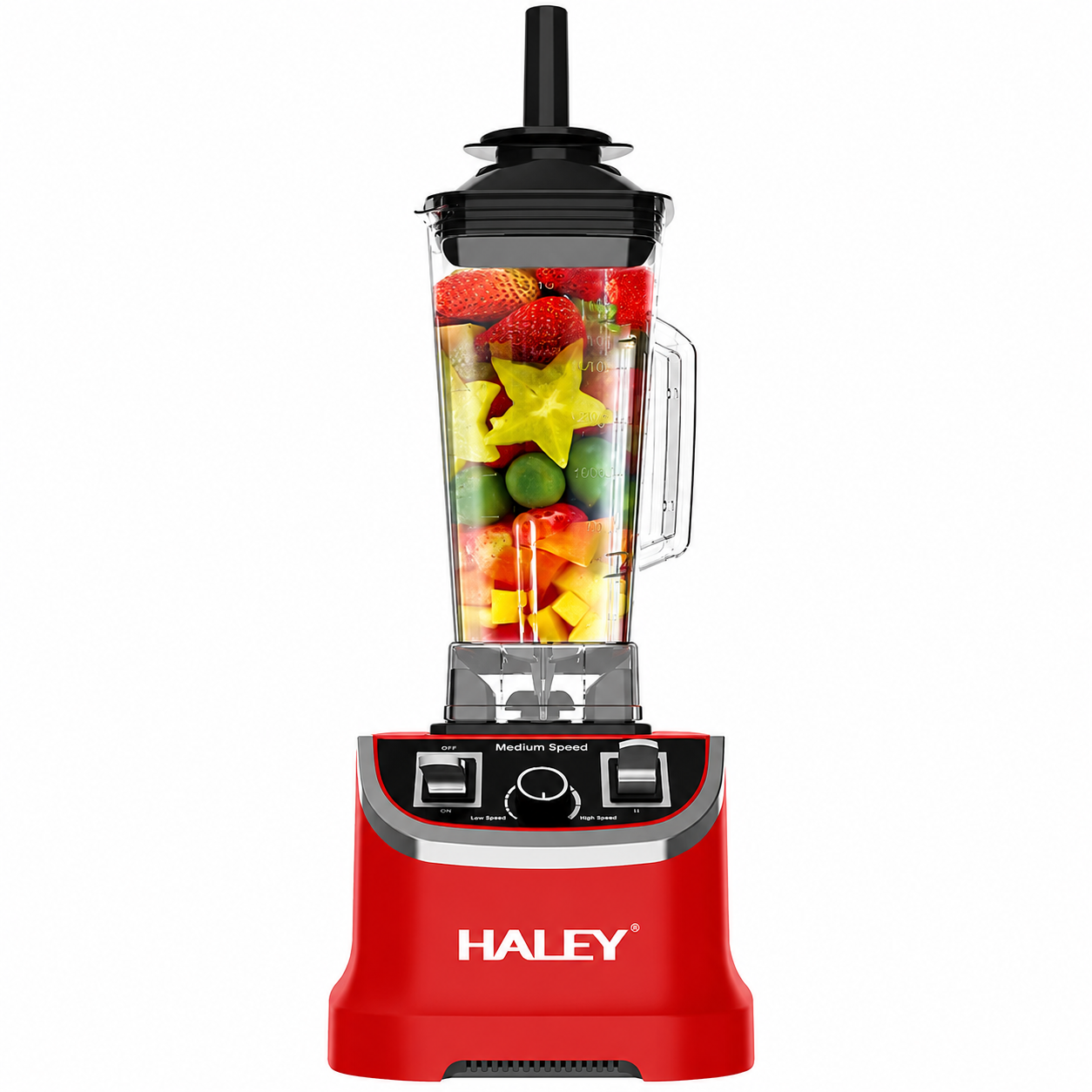 Blender Profesional Multifuncțional HALEY HY-2705, 4800W, Cană 2.5L, 15 Trepte de Viteză, Funcție Pulse, Zdrobire Gheață, Lame din Inox