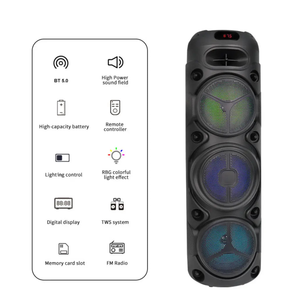 Boxă Portabilă Bluetooth Sing-e ZQS8308 400W PMPO, Acumulator 6000mAh, Microfon Wireless Inclus, RGB LED, TWS, FM Radio, USB, TF Card, Telecomandă, Karaoke