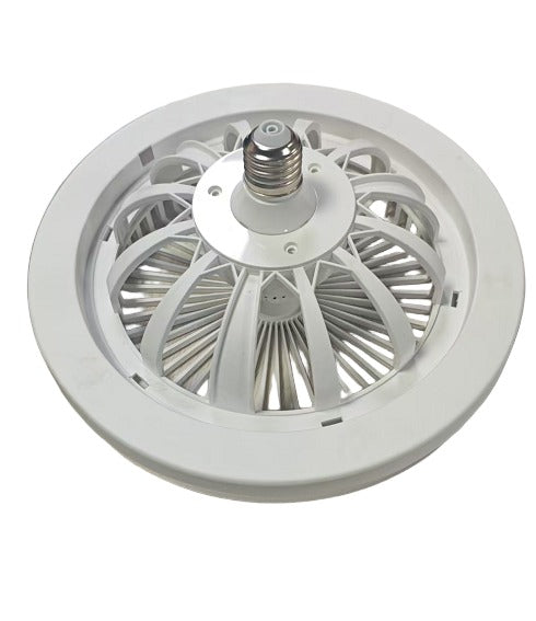Ventilator de Tavan cu LED și Telecomandă E27 – Bec Ventilator 2 în 1, 3 Trepte de Lumină, 3 Viteze, Economie de Energie, Alb