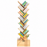 Bibliotecă Tip Arbore cu 12 Niveluri și Sertar Inferior, Raft pentru Cărți Modern, Economisire Spațiu pentru Living, Dormitor și Birou