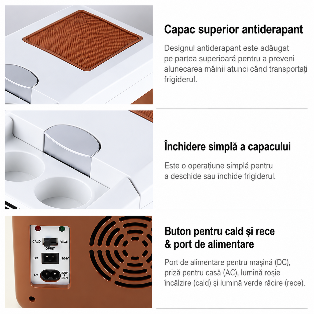 Frigider Auto Portabil AT PERFORMANCE® 15L, 12V/24V și 220V, Funcție Răcire și Încălzire
