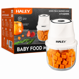 Aparat pentru prepararea și mărunțirea alimentelor HALEY HY-1255, 300W, recipient din sticlă 350 ml, 6 lame din oțel inoxidabil, încărcare USB Type-C