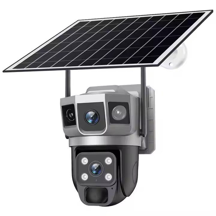Cameră Supraveghere Solară 4G cu 2 Camere AT PERFORMANCE® – 4MP HD, Zoom Optic 10x, PTZ, V380 App, Exterior, Baterie Integrată