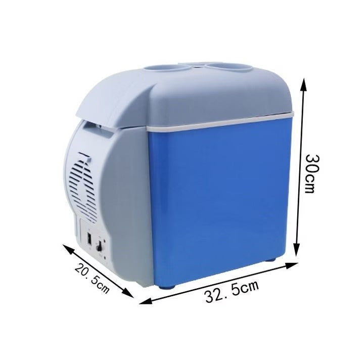 Frigider auto portabil AT PERFORMANCE® 7.5L, 12V, funcție de răcire și încălzire, compact, cu LED, ideal pentru mașină, camping și birou – Alb/Albastru