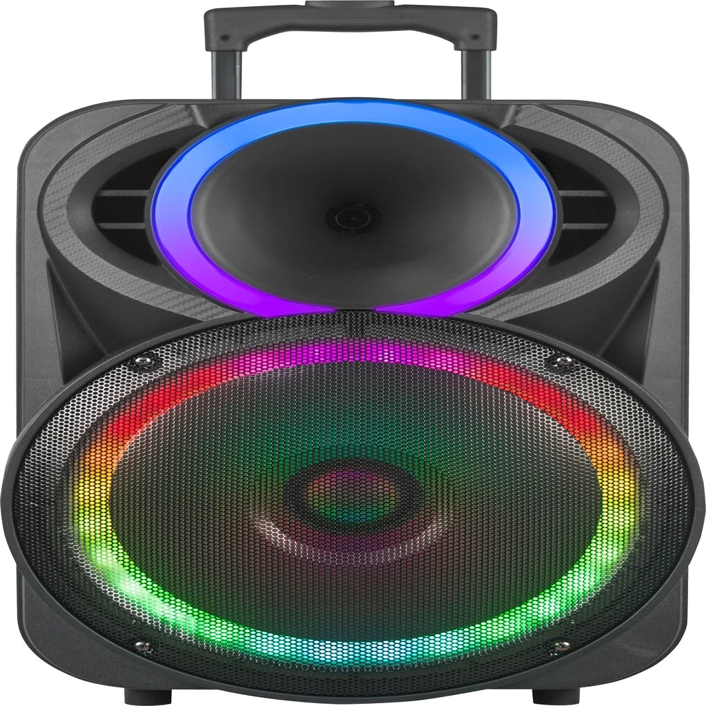 Boxă Portabilă Karaoke 12" KOLAV F1230, 400W PMPO, Acumulator Reîncărcabil, 2 Microfoane Wireless, Bluetooth, RGB LED, TWS, USB/TF, FM Radio, Telecomandă, Bass puternic