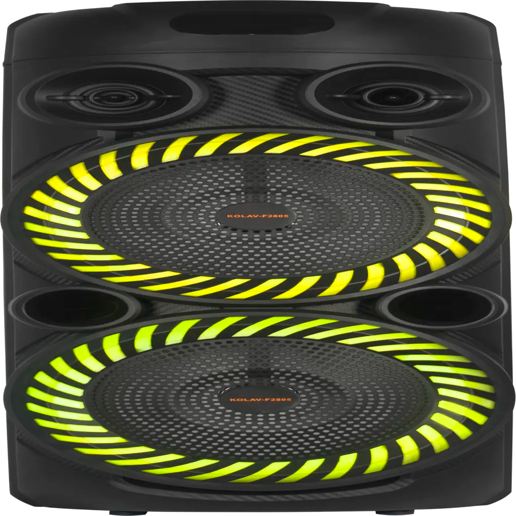 Boxă Karaoke Portabilă KOLAV-F2805 2800W PMPO, 2x8", Bluetooth, Microfon Wireless Inclus, RGB LED, USB-C, TF Card, AUX, TW