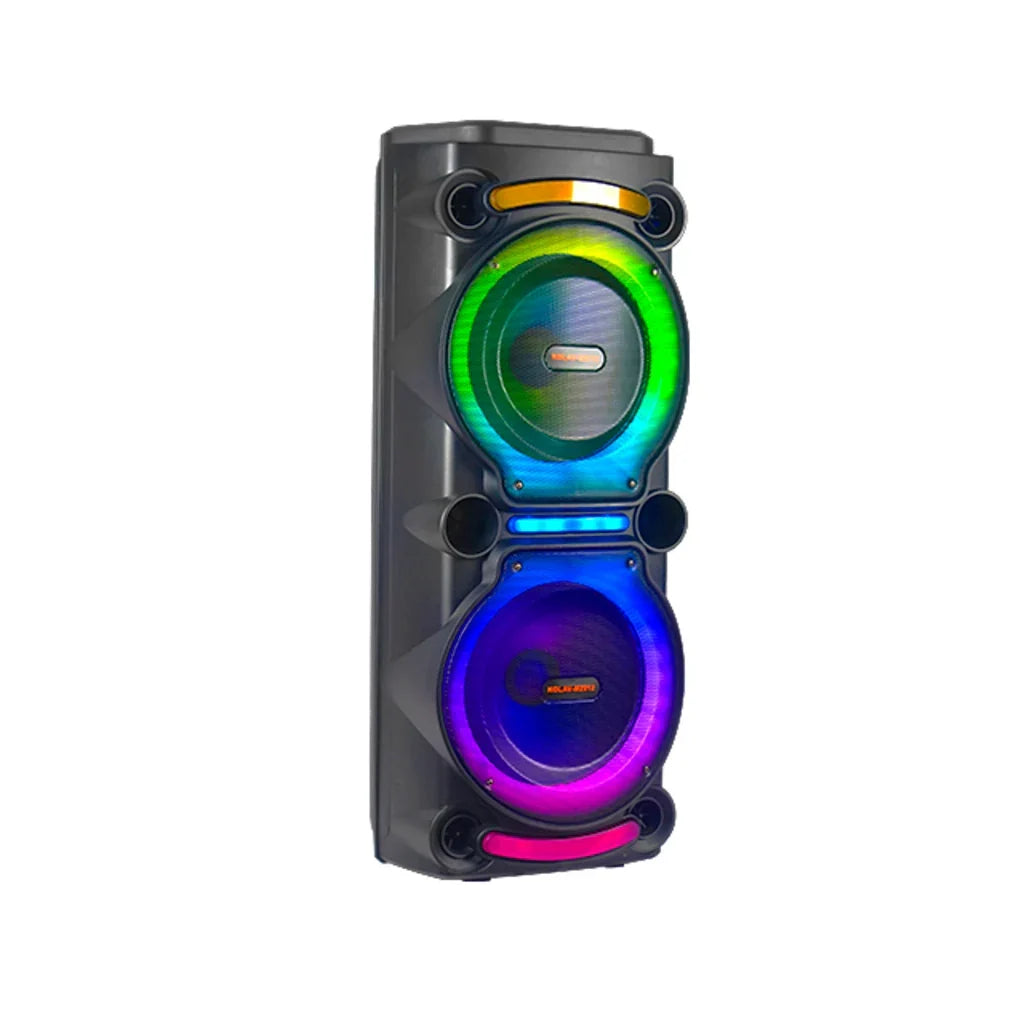 Boxă Karaoke Portabilă KOLAV-M2212, 400W RMS, 2x12", Bluetooth, 2 Microfoane Wireless, RGB LED, TWS, USB-C, TF Card, Telecomandă Inclusă