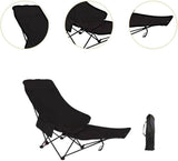 Scaun pliabil tip lounge AT PERFORMANCE® – Reclinabil, 4 poziții, reglabil, pentru camping, plajă și pescuit, cu husă de transport – Negru
