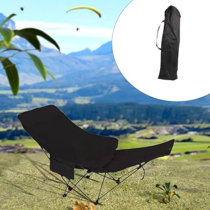 Pachet de 2x Scaun pliabil tip lounge AT PERFORMANCE® – Reclinabil, 4 poziții, reglabil, pentru camping, plajă și pescuit, cu husă de transport – Negru