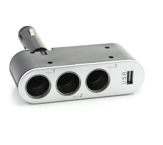 Priza Bricheta Auto, Tripla cu port USB, Redare Audio de pe telefoane, Fara Fir, Negru
