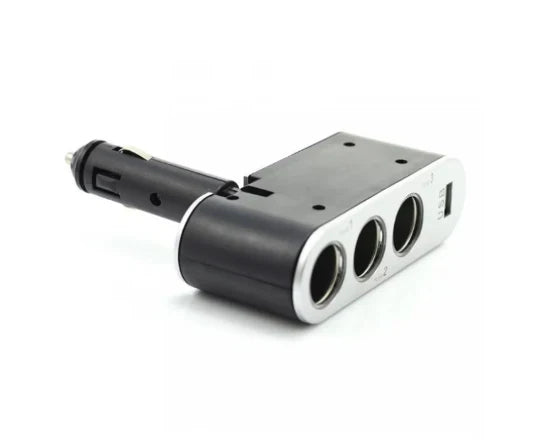 Priza Bricheta Auto, Tripla cu port USB, Redare Audio de pe telefoane, Fara Fir, Negru