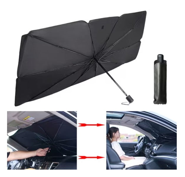 Pachet AT PERFORMANCE®, Parcare Inteligentă: Blocator Automat Loc + Parasolar Auto Pliabil UV – Siguranță și Protecție Completă Pentru Mașina Ta