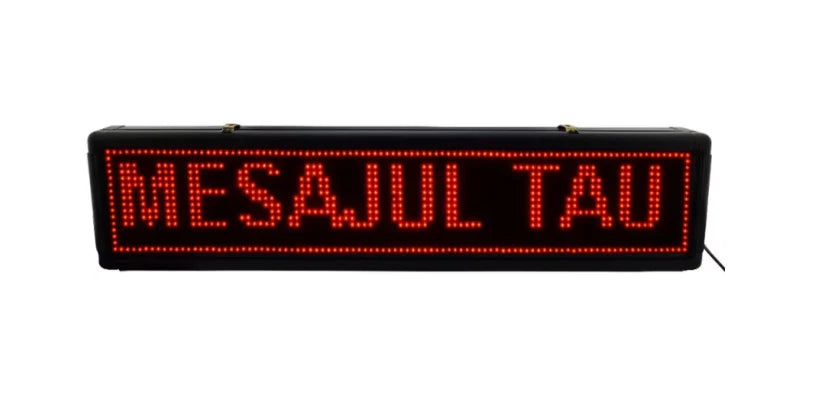 Reclama luminoasa de exterior tip panou cu LEDuri rosii, Dimensiuni 100x20cm , Led uri Ultrabright , Reclama tip caseta luminoasa , Negru