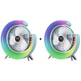 Pachet 2x Ventilator Portabil Verde AT PERFORMANCE® – LED RGB, USB, 3 Viteze, Reglabil 180°