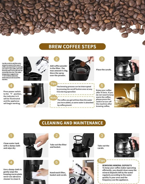 Aparat de Cafea HALEY  HY-2807 Eleganță și Performanță: 650W, 750ml,