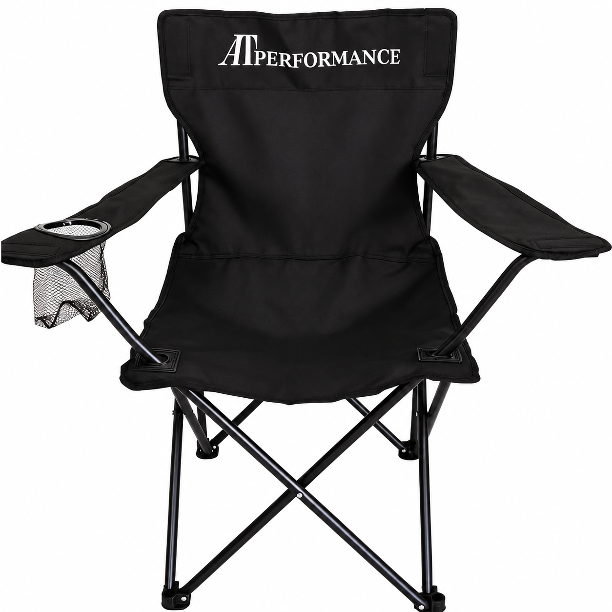 Scaun Pliabil Camping AT Performance®, 120 kg, Cadru Oțel 16 mm, Poliester Rezistent, Suport Pahar, Geantă Transport