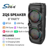 Boxă Portabilă AT Performance ZQS8229W cu Difuzoare 8" ×2, 40W și Baterie 4500 mAh – LED RGB, Microfon Inclus