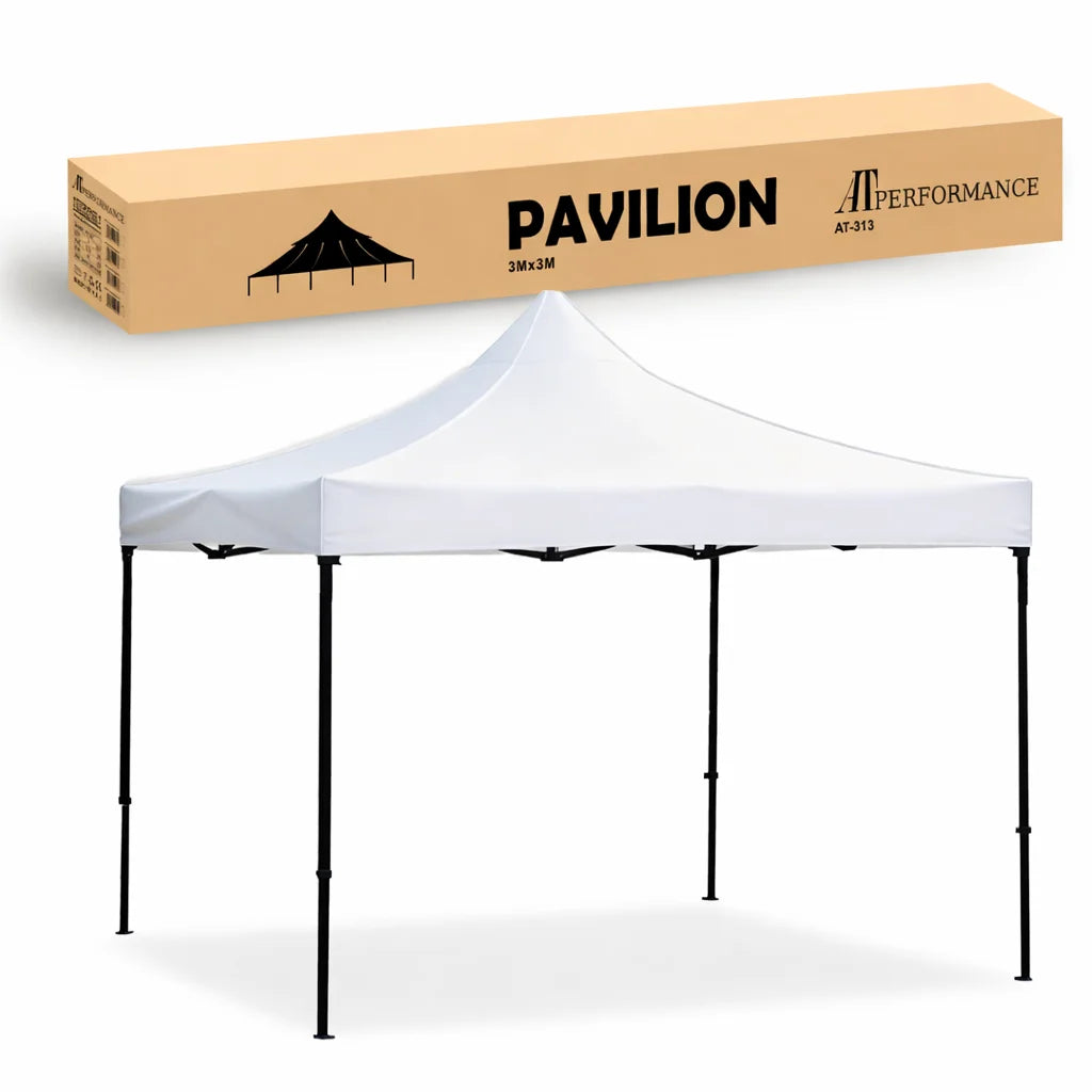 Cort tip Pavilion AT PERFORMANCE 3x3m , Prelata Impermeabila, Pliabil, Structura Metalica Solida, Pentru Curte, Gradina, Evenimente.