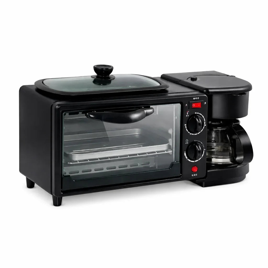 Cuptor Electric 3 în 1 cu Cafetieră Integrată, Grill și Timer – 2000W