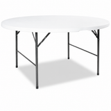 Masă Pliabilă Rotundă AT PERFORMANCE®, Ø180 cm, Cadru Metalic, Blat HDPE, Alb, pentru Evenimente și Catering