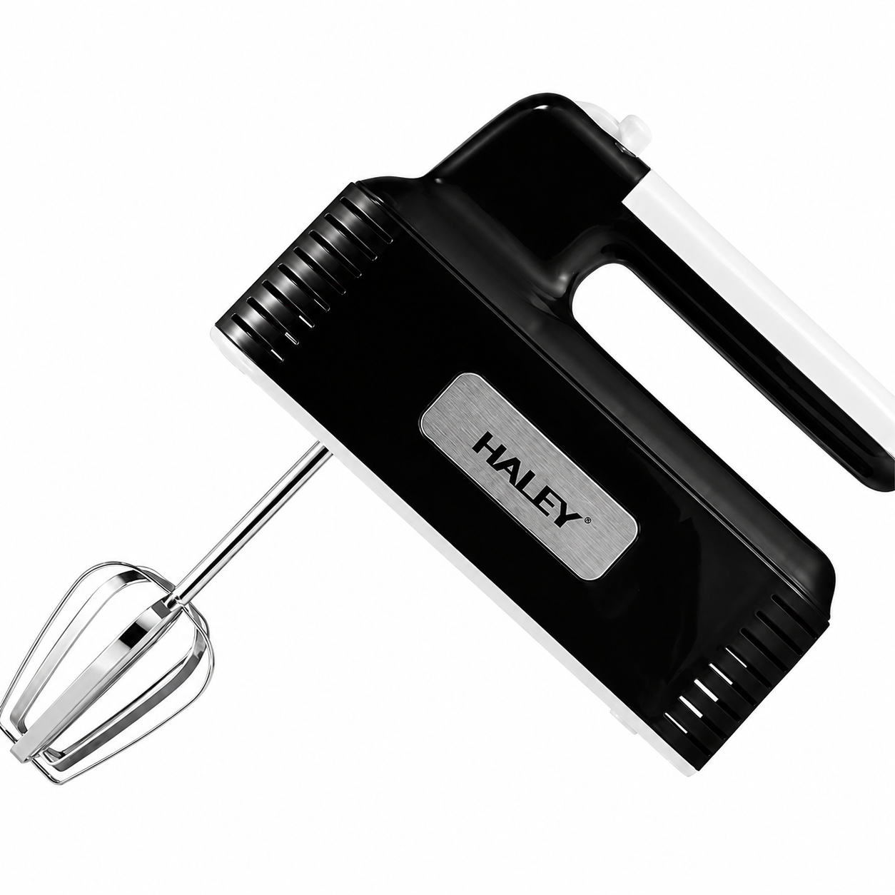 Mixer de Mână HALEY HY-1689, 500W, 5 Trepte de Viteză, Teluri și Cârlige pentru Frământare, Sistem de Detașare Rapidă, Negru