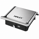 Grill electric HALEY HY-8605, 2000W, deschidere 180°, temperatură reglabilă, plăci antiaderente, tavă pentru grăsime, sistem cu balama flotantă