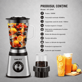 Blender Multifuncțional HALEY HY-2944 2 în 1, 1000W, Cană Din Sticlă 1,5L, Râșniță, 3 Trepte + Pulse, Funcție Zdrobire Gheață