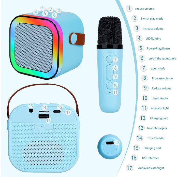 Pachet Smartwatch AMOLED 49mm + Boxă Karaoke cu 2 Microfoane AT PERFORMANCE® – Apel Bluetooth, Muzică, Fitness & Distracție