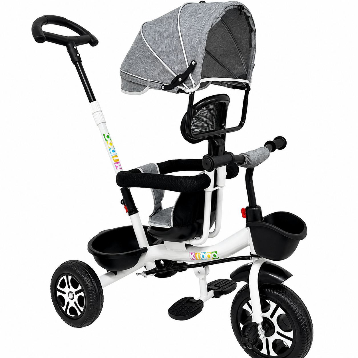 Tricicletă Evolutivă Kiddo KD-X06, Scaun Rotativ 360°, Copertină UV, Roți din Cauciuc, 9 Luni – 6 Ani