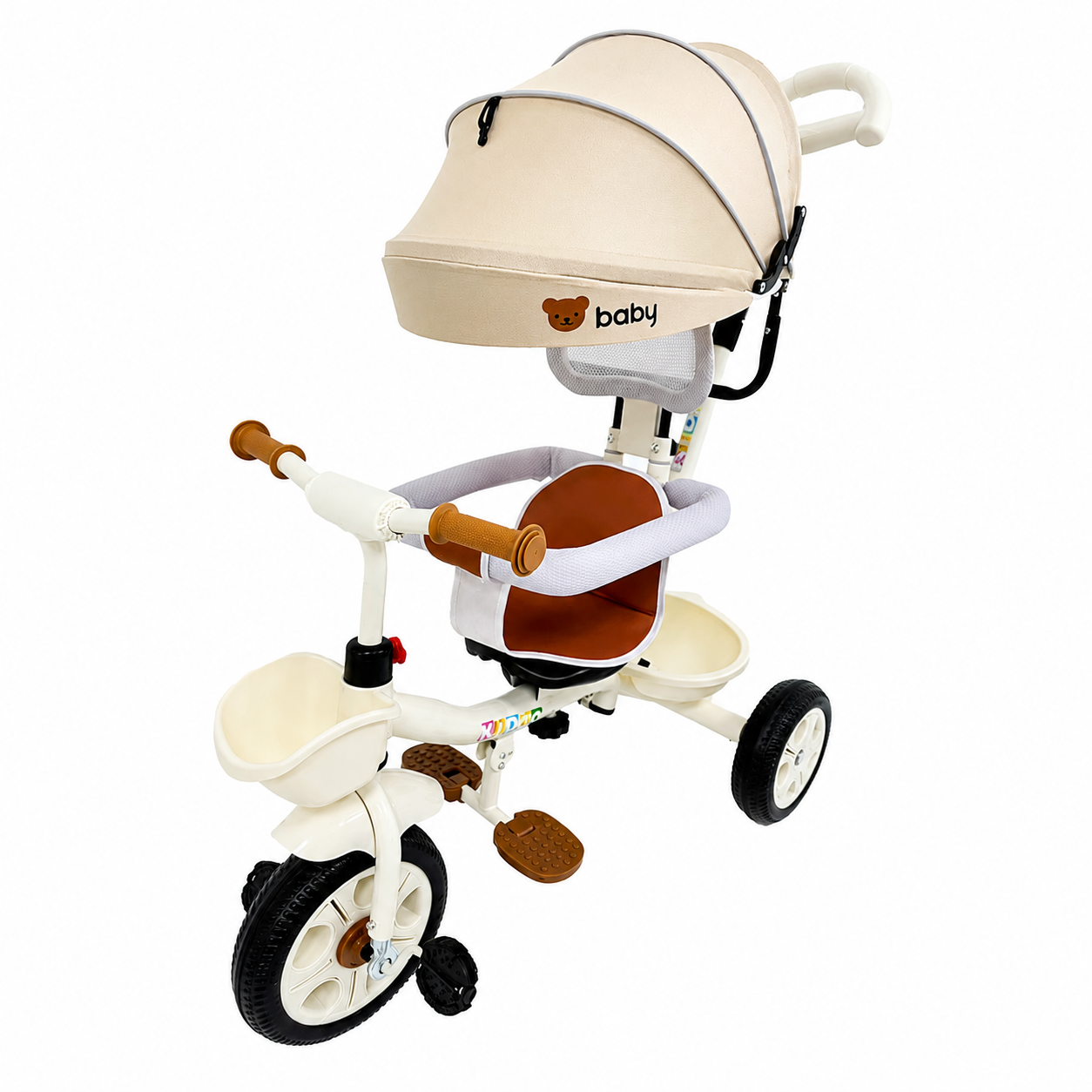 Tricicletă Evolutivă Kiddo KD-X06, Scaun Rotativ 360°, Copertină UV, Roți din Cauciuc, 9 Luni – 6 Ani