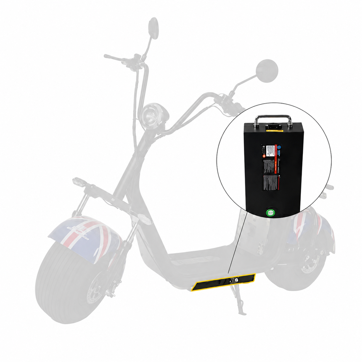 Acumulator Li-Ion pentru Scuter Electric, 60V 20Ah, 1200Wh, Carcasă Metalică, Mâner pentru Transport, 33 × 19 × 8 cm
