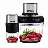 Tocător Electric Haley HY-1249, 500W, 2 Recipiente 2.5L + 0.5L, 3 Viteze, 4 + 6 Lame, Sticlă Borosilicată
